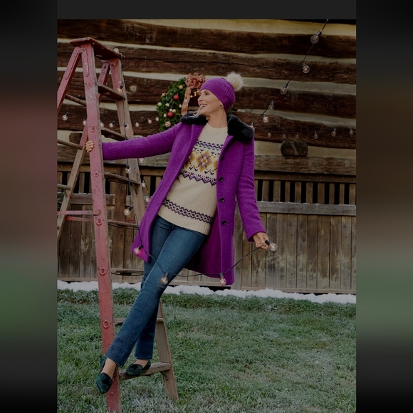 Talbots Purple Pea Coat with Relaxed Fit